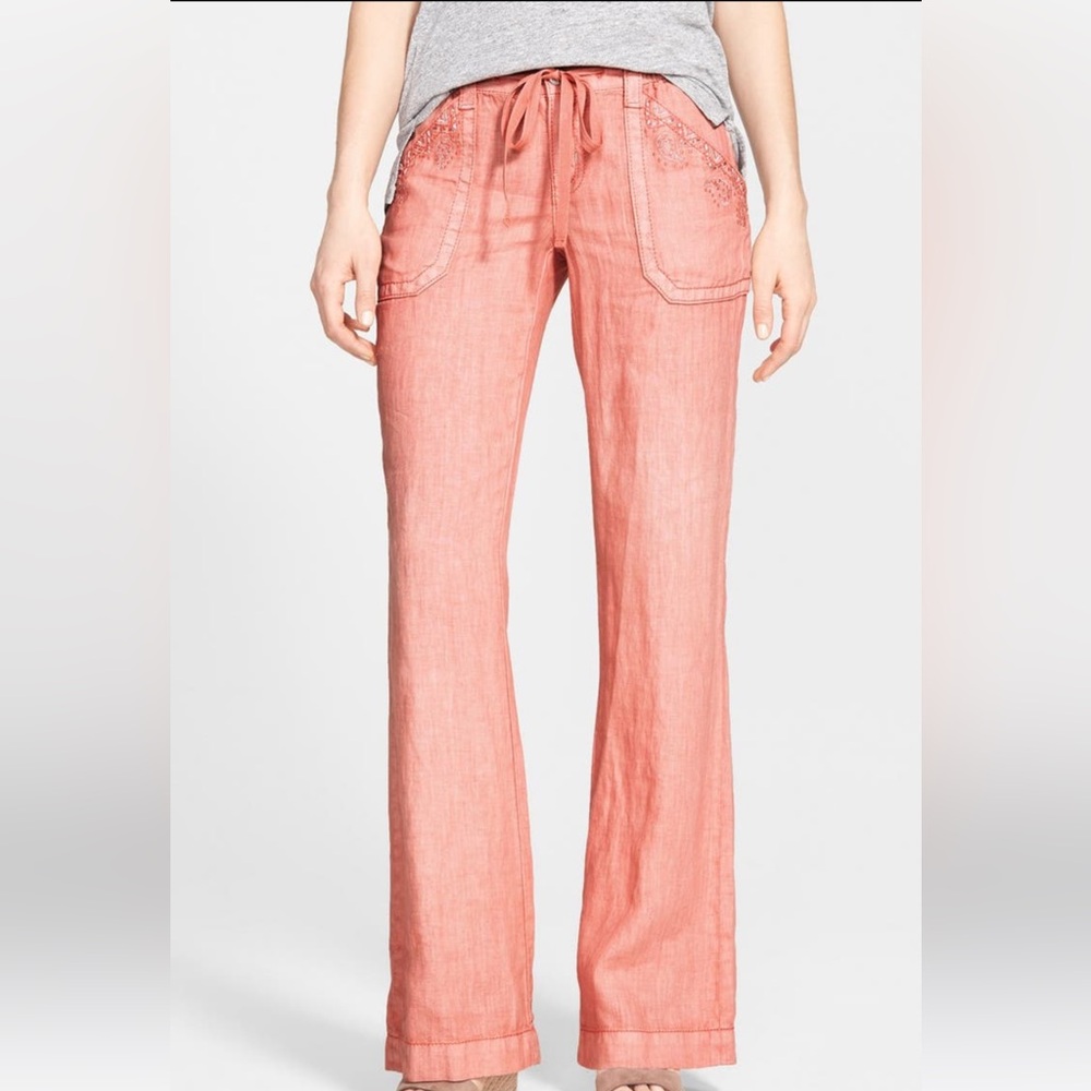 Miss Me Cargo Mid Rise Linen Trouser Wide Leg Pants | Large